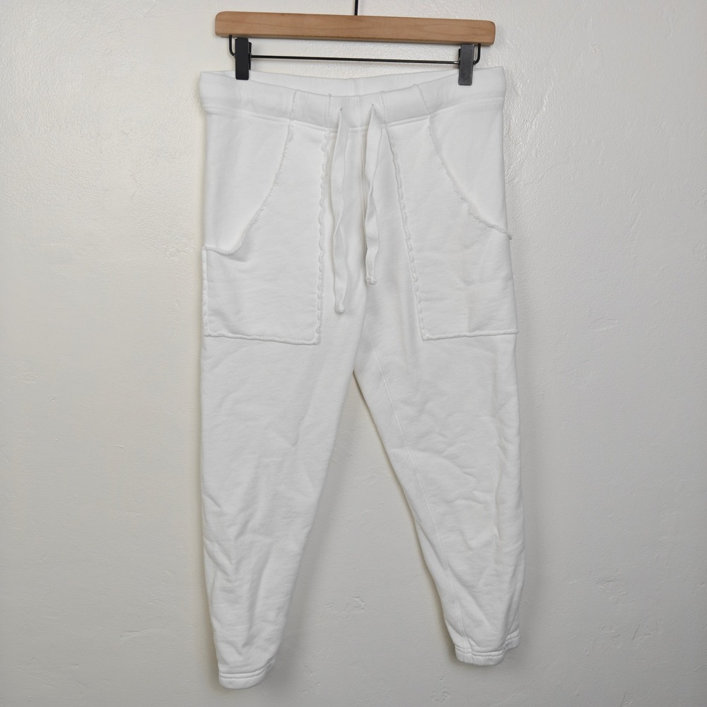 Frank & Eileen Tee Lab Sweat Pants Womens XS White Raw Edge Pocket Joggers